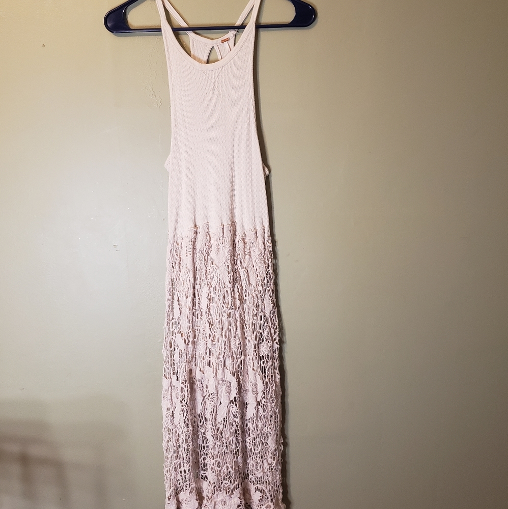 Free people tan dress with lace